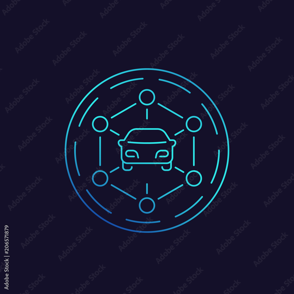 carsharing icon, linear, with trendy gradient carsharing icon, linear, with trendy gradient