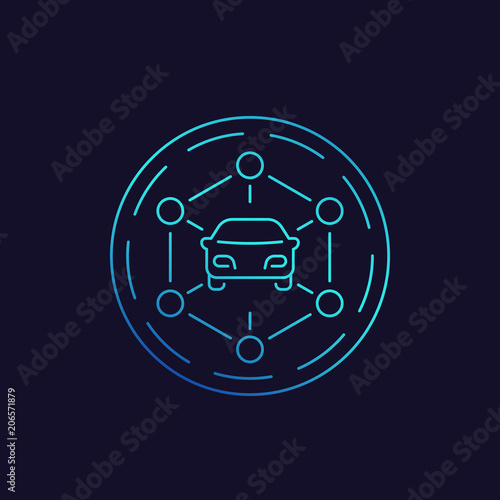 carsharing icon, linear, with trendy gradient
