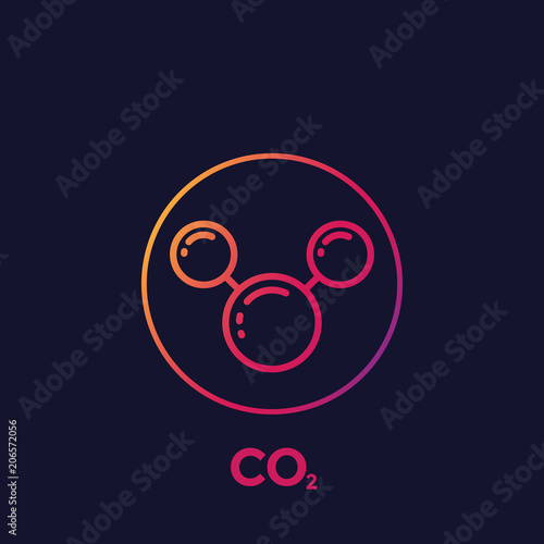 co2 molecule line icon, vector
