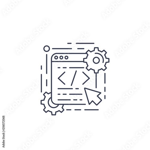 coding, web design and app development vector line icon