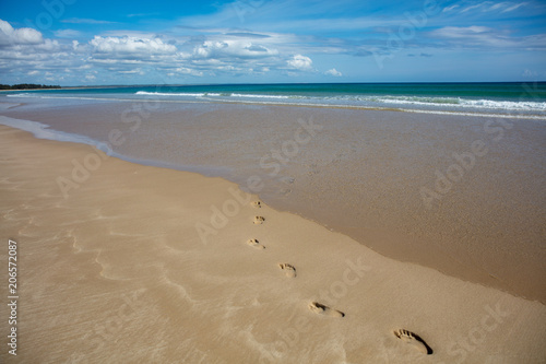 footprint in the sand - Indian ocean coastline and beaches of Mozambique
