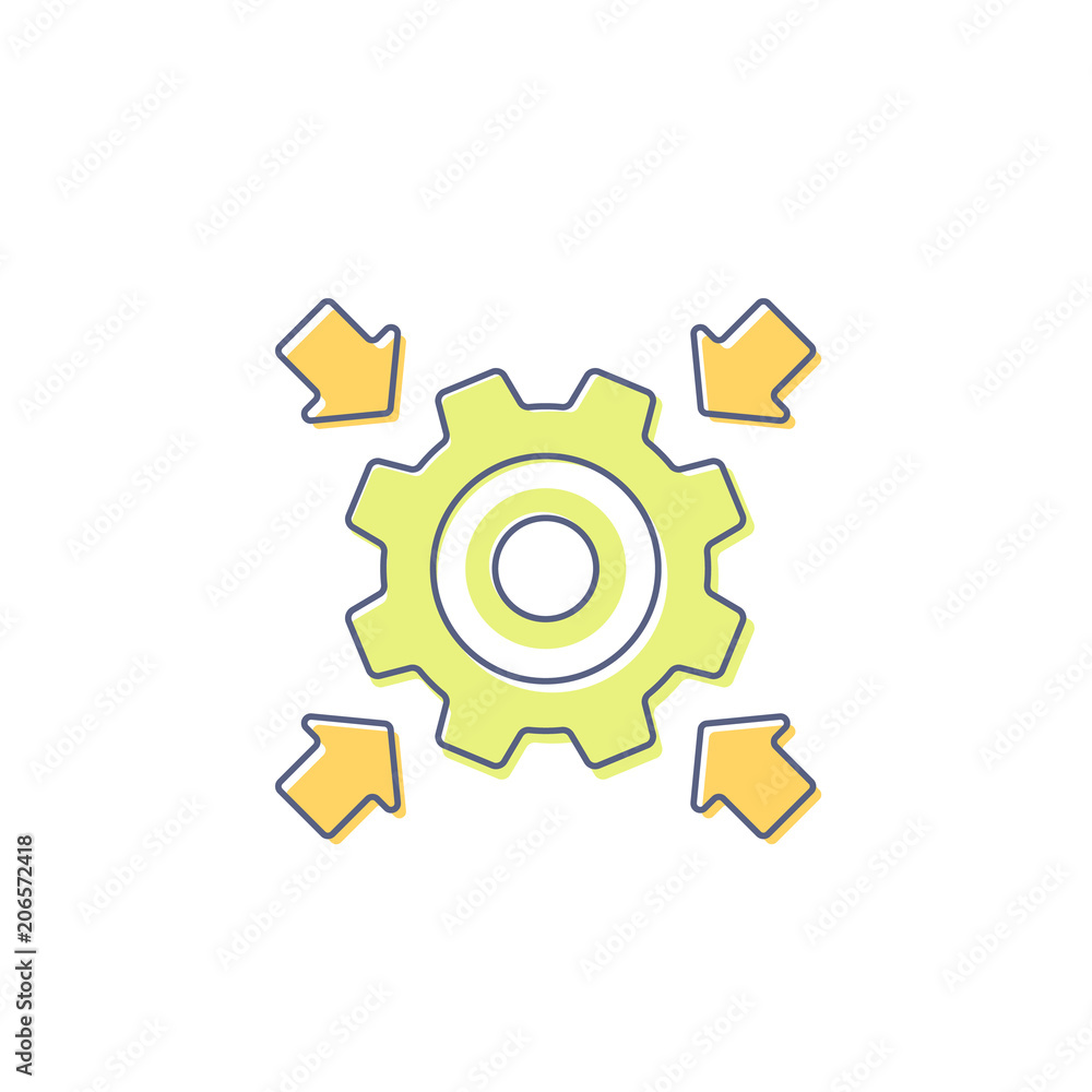 Integration icon with cogwheel and arrows Integration icon with cogwheel and arrows