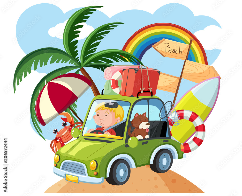 Fototapeta premium A Young Man Travel with Dog