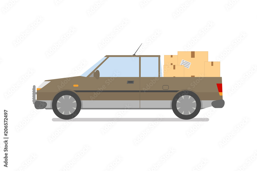 Delivery. Isolated car with boxes on a white background. Delivery. Isolated car with boxes on a white background.