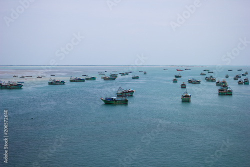 Fishing Boats on Blue Ocean