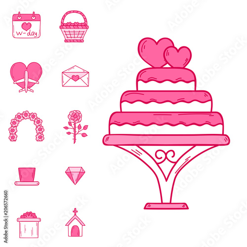 Wedding outline married engagement icons vector illustration.