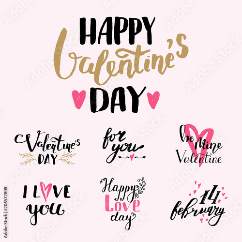 Vector I love You text overlays hand drawn valentine lettering inspirational ...