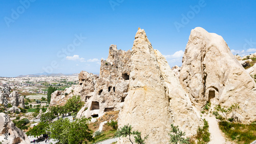 ancient cave settlement near Goreme in Cappadocia