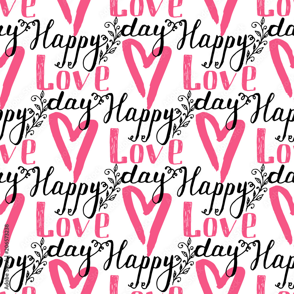 I love you text heart sharp vector seamless pattern background pink color card beautiful celebrate bright emoticon symbol holiday abstract art decoration.