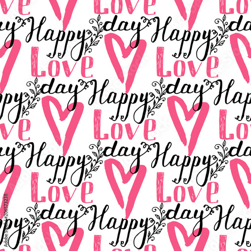 I love you text heart sharp vector seamless pattern background pink color car...