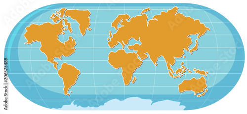 A Wold Map on White Background