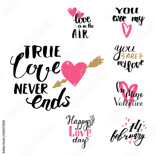 Vector I love You text overlays hand drawn valentine lettering inspirational ...