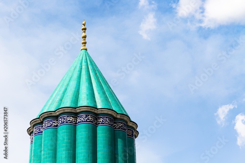 green dome of Rumi Mausoleum in Konya photo