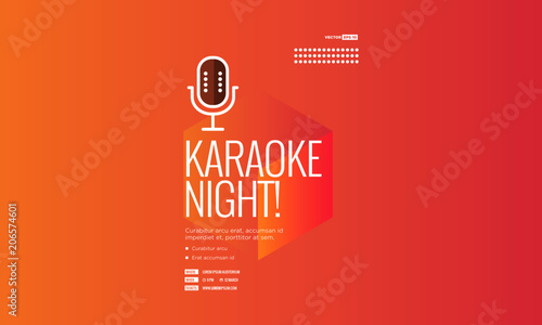 It's Karaoke Time Event Poster with Mic Vector Illustration