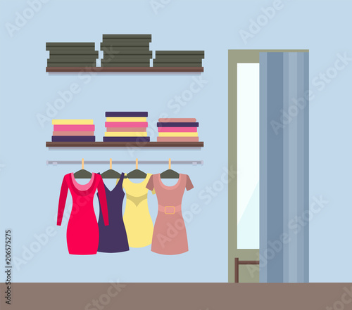 Fitting Room and Womens Clothing Store Shop Window