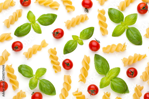 Pasta spiral isolated on the white background.