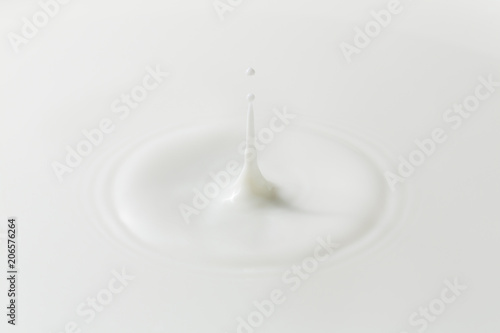 Drop falling on milk  cream  dairy product. Yogurt milkshake swirl texture. Graphic design element for packaging  advertisement flyer  poster. Cream splash with circle ripple and drop.