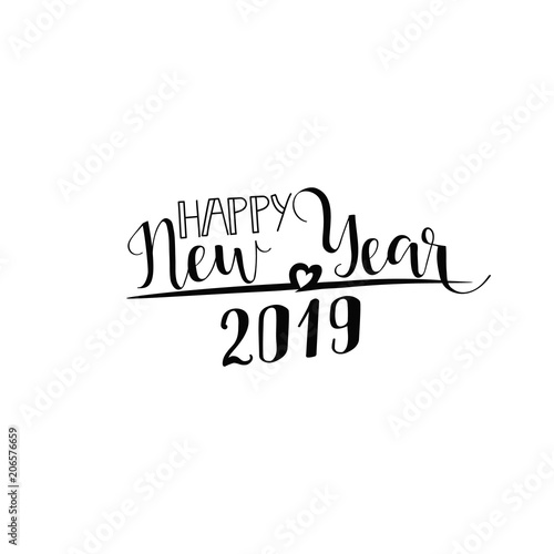 Happy New Year 2019 design elements for design of gift cards  brochures  flyers  posters. Lettering