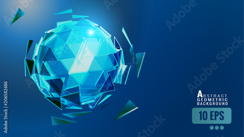 Abstract triangle sphere on dark blue BG