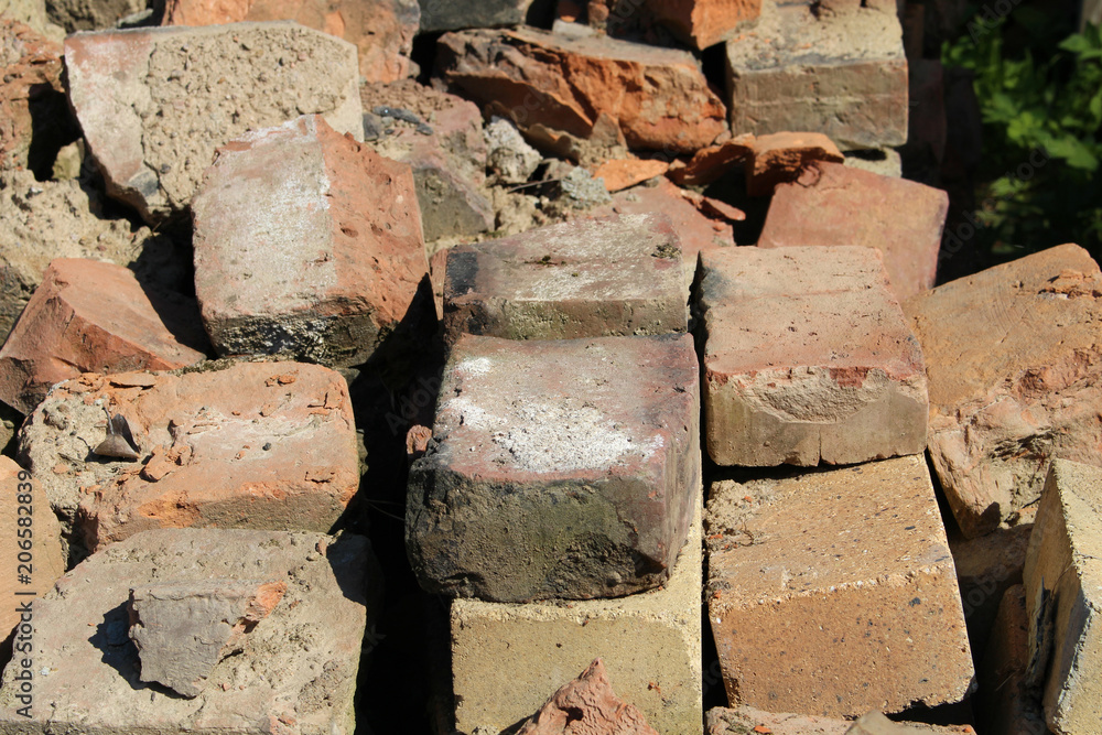 Old broken brick wall close-up Old broken brick wall close-up