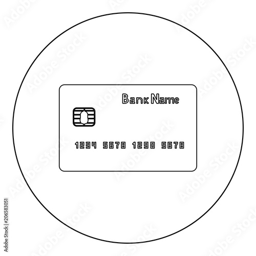 Bank cit card  icon black color in circle or round
