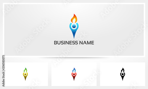 Human Holding Fire Torch Logo