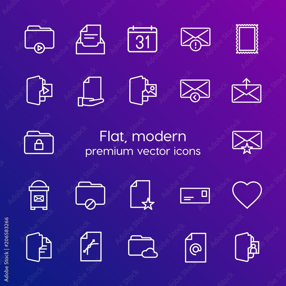 Modern Simple Set of folder, time, files, email Vector outline Icons. Contains such Icons as graphic, sign, heart, overfilled, mail and more on gradient background. Fully Editable. Pixel Perfect Modern Simple Set of folder, time, files, email Vector outline Icons. Contains such Icons as graphic, sign, heart, overfilled, mail and more on gradient background. Fully Editable. Pixel Perfect