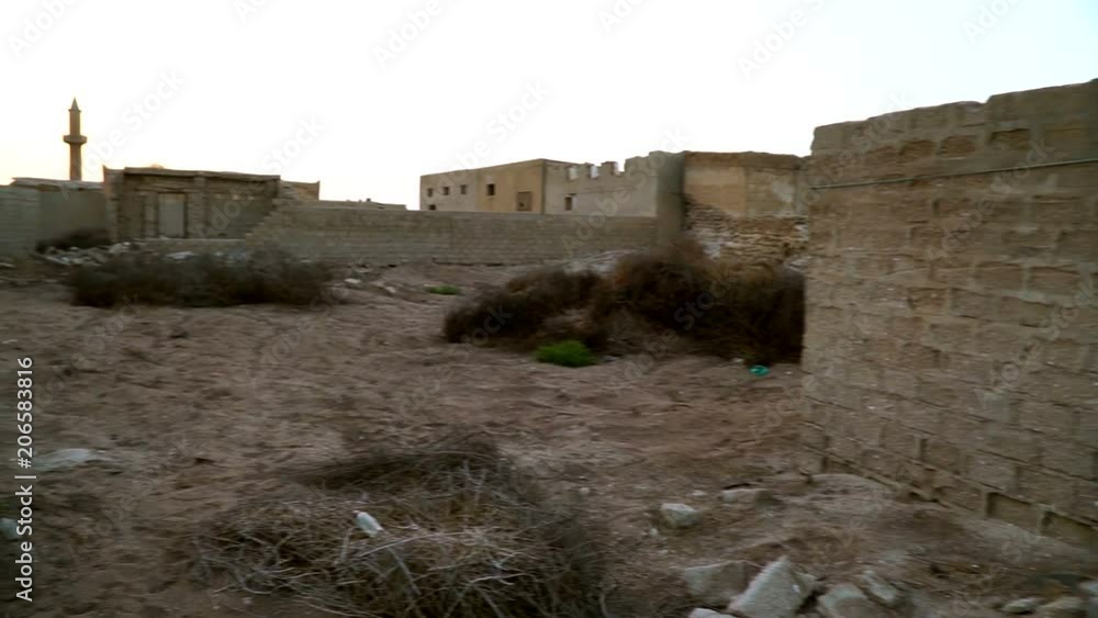 Al Jazirah Alhamra Old Town - abandoned village in the smallest emirate of the UAE - Ras Al Khaimah. Steadycam shot. Al Jazirah Alhamra Old Town - abandoned village in the smallest emirate of the UAE - Ras Al Khaimah. Steadycam shot.