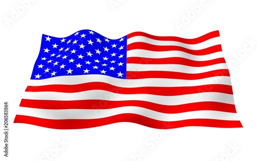 Waving flag of the United States of America. Stars and Stripes. State symbol of the USA