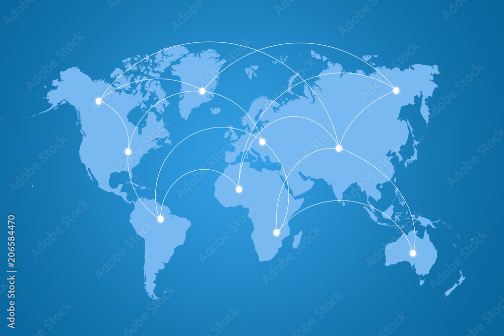 Obraz blue world map connection