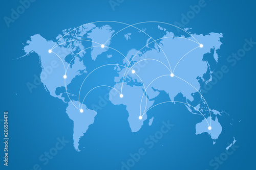 Obraz na płótnie blue world map connection