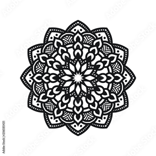 Black and White Ornamental Mandala Vector Illustration
