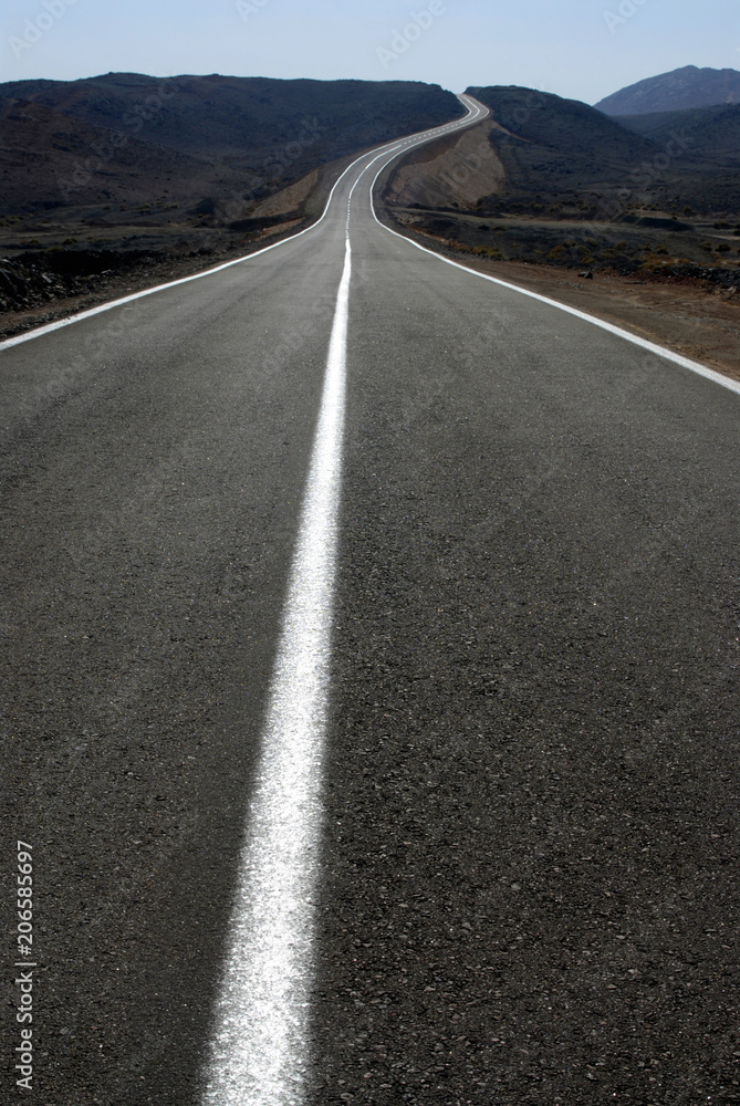 Highway in black desert, Egypt