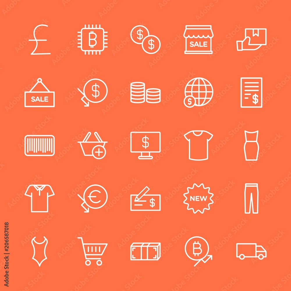 Modern Simple Set of clothes, money, shopping Vector outline Icons. Contains such Icons as sign, summer, money, female, post, pants and more on orange background. Fully Editable. Pixel Perfect. Modern Simple Set of clothes, money, shopping Vector outline Icons. Contains such Icons as sign, summer, money, female, post, pants and more on orange background. Fully Editable. Pixel Perfect.