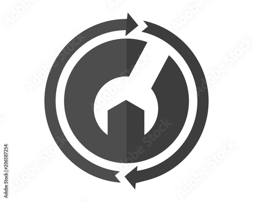 black circle wrench gestalt business company office corporate image vector icon logo