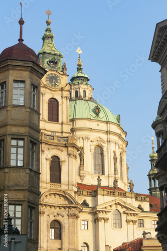 Prague, Czech Republic, view of old houses on a street in the center of the city