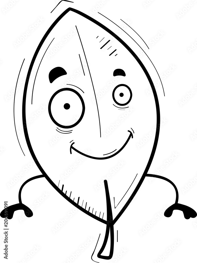Obraz premium Cartoon Leaf Smiling