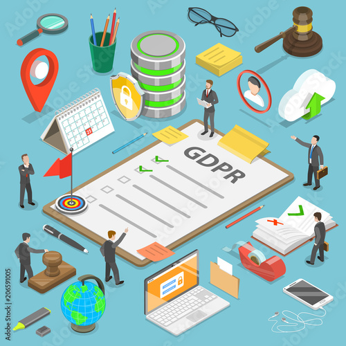 Flat isometric vector concept of GDPR - General Data Protection Regulation photo