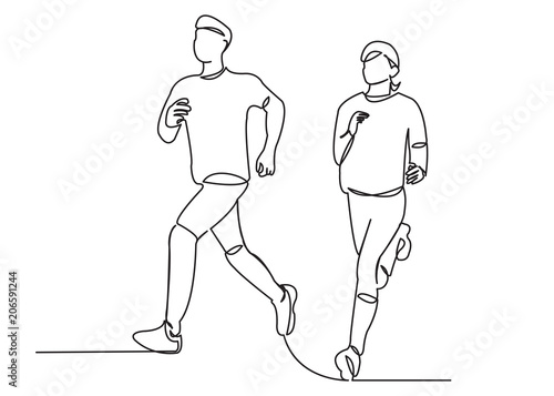 woman with a man running around