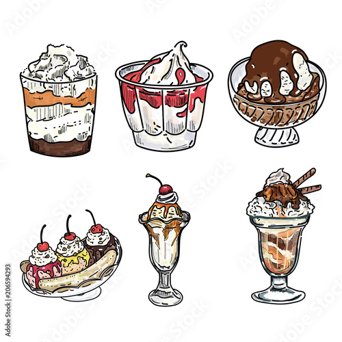 Set of colorful tasty isolated ice cream.
