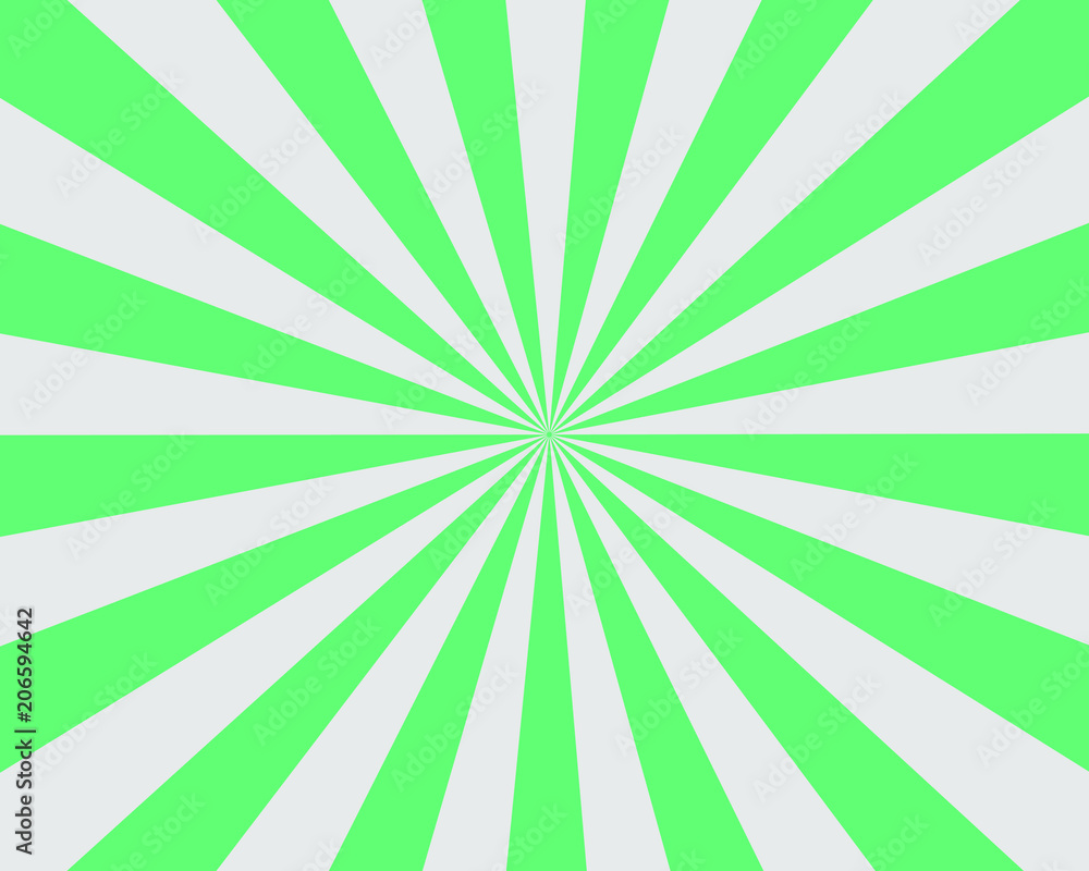Flat Green Sunburst rays sunbeam background vector