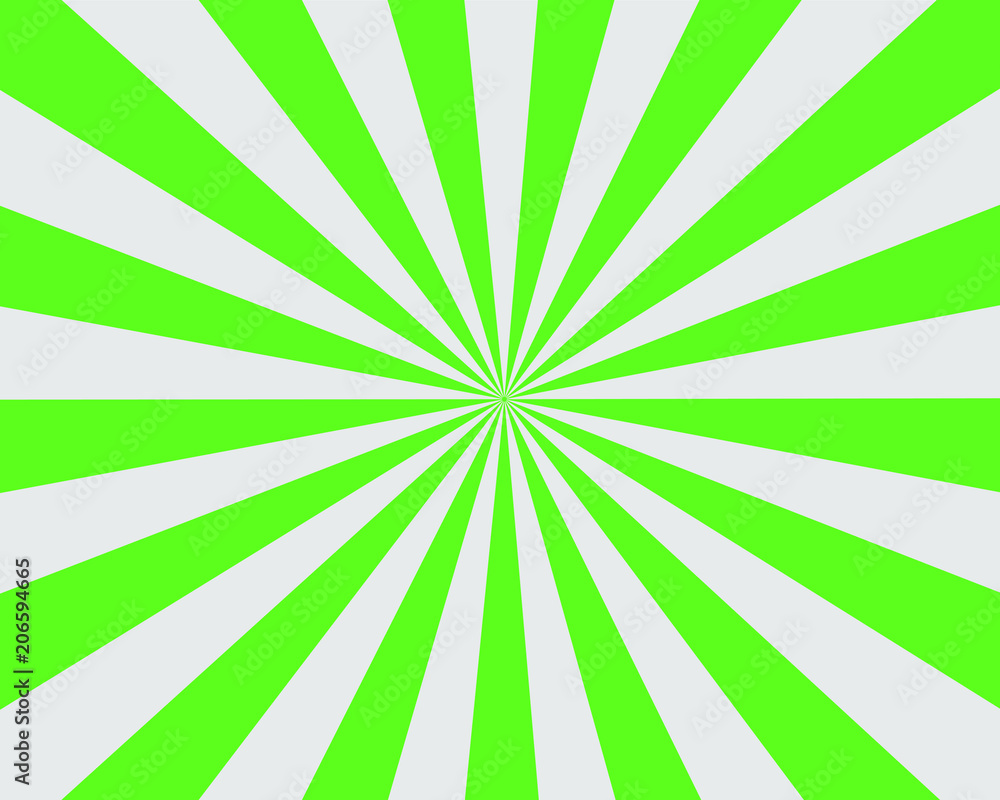 Obraz premium Flat Green Sunburst rays sunbeam background vector