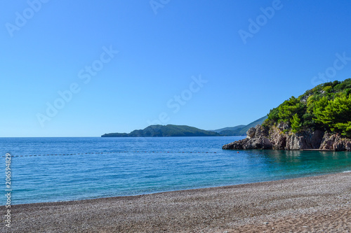 The sea view. Beautiful lagoon on a sunny day. Montenegro. Adriatic Sea