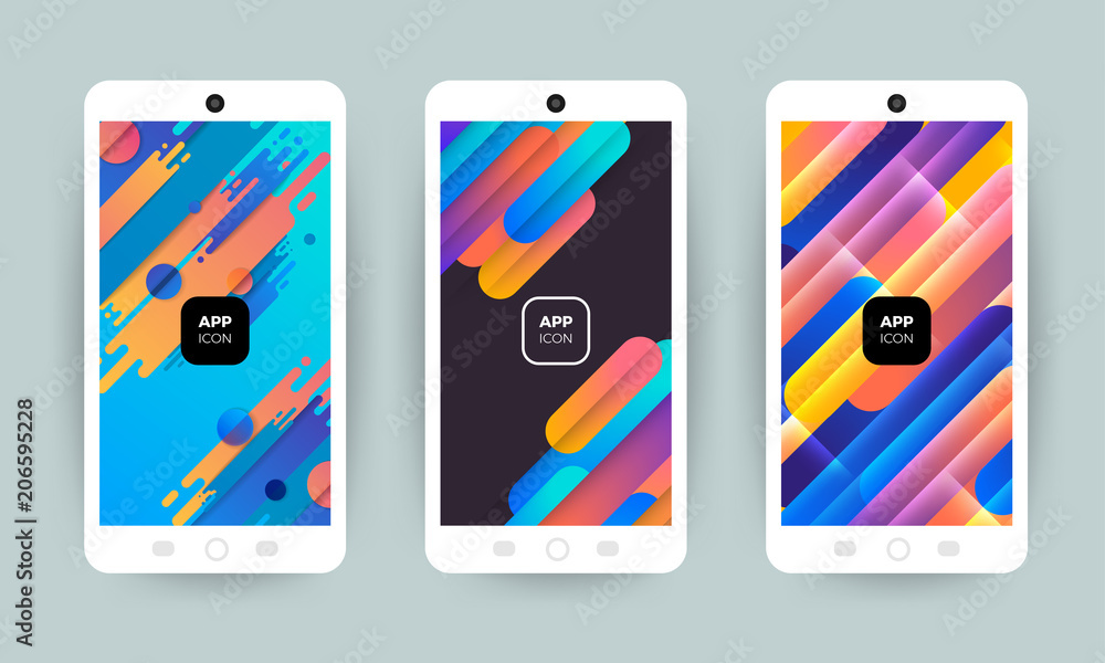 Set of backgrounds with trendy design. Applicable for Cover, Voucher, Poster, Flyer. Splash screen for web site or mobile app / application. Vector illustrate. - obrazy, fototapety, plakaty 