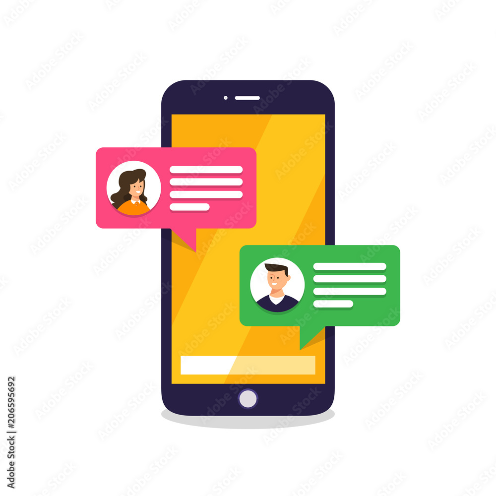 Flat design concept message and chat. Present by icon text message. Vector illustrate
