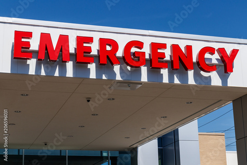 Red Emergency Entrance Sign for a Local Hospital I
