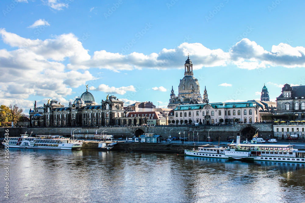 view of Elbe River in Dresden Germany