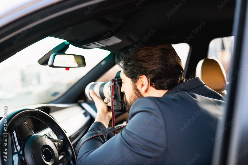 Private detective investigating secret case. Private detective investigating secret case.