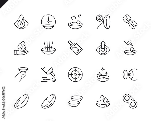 Simple Set Eye Lens Line Icons for Website and Mobile Apps.