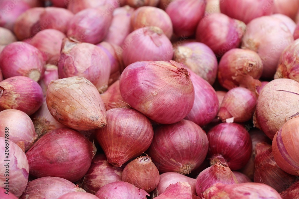 Onions and shallots for cooking at market Onions and shallots for cooking at market